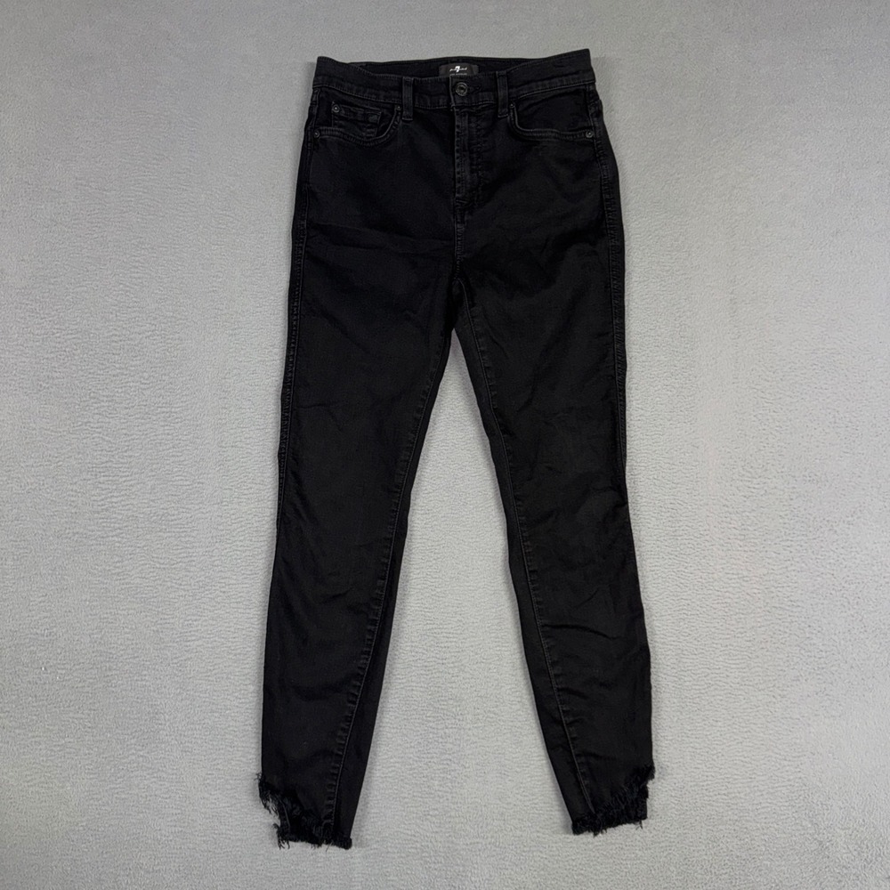 7 For All Mankind Jeans Womens 27 Black High Waist Ankle Gwenevere Stretch Denim